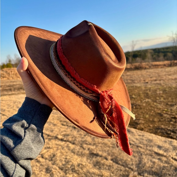 Brown Suede Cowboy Hat - Picture 7 of 8